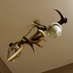 Lampe Deckenlampe Rothirschstangen Stangen Lampen Leuchte 2 - flammig Lampenschirm