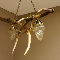 Lampe Deckenlampe Rothirschstangen Stangen Lampen Leuchte 2 - flammig Lampenschirm