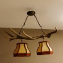 Lampe Deckenlampe Rothirschstange Stangen Lampen Leuchte 2 - flammig Lampenschirm 92.2.13