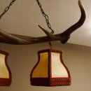 Lampe Deckenlampe Rothirschstange Stangen Lampen Leuchte 2 - flammig Lampenschirm 92.2.13