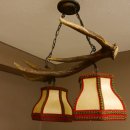 Lampe Deckenlampe Rothirschstange Stangen Lampen Leuchte 2 - flammig Lampenschirm 92.2.13