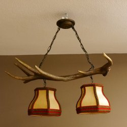 Lampe Deckenlampe Rothirschstange Stangen Lampen Leuchte 2 - flammig Lampenschirm 92.2.13