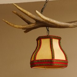 Lampe Deckenlampe Rothirschstange Stangen Lampen Leuchte 2 - flammig Lampenschirm 92.2.13