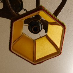 Lampe Deckenlampe Rothirschstange Stangen Lampen Leuchte 2 - flammig Lampenschirm 92.2.13