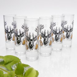 Schnapsgläser Set 6 Stk. mit Hirsch Design 2cl 4cl Geschenk 7 Varianten wählbar