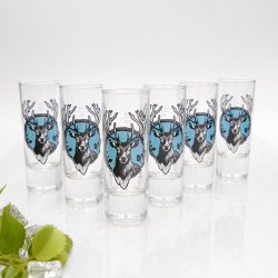 Schnapsgläser Set 6 Stk. mit Hirsch Design 2cl 4cl Geschenk 7 Varianten wählbar