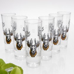 Schnapsgläser Set 6 Stk. mit Hirsch Design 2cl 4cl Geschenk 7 Varianten wählbar