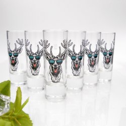 Schnapsgläser Set 6 Stk. mit Hirsch Design 2cl 4cl Geschenk 7 Varianten wählbar