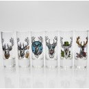 Schnapsgläser Set 6 Stk. mit Hirsch Design Bunt gemischt 2cl / 4cl