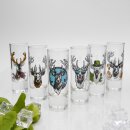Schnapsgläser Set 6 Stk. mit Hirsch Design Bunt gemischt 2cl / 4cl