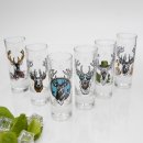 Schnapsgläser Set 6 Stk. mit Hirsch Design Bunt gemischt 2cl / 4cl