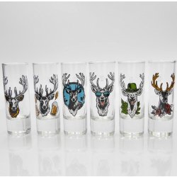 Schnapsgläser Set 6 Stk. mit Hirsch Design Bunt gemischt 2cl / 4cl