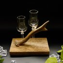 Schnapsanbieter 2 Steckgläser klein mit Stil Gläser rustikales Holz Rehstange Ständer Set Schnaps Geschenk Neu