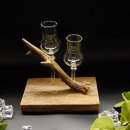 Schnapsanbieter 2 Steckgläser klein mit Stil Gläser rustikales Holz Rehstange Ständer Set Schnaps Geschenk Neu
