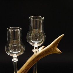 Schnapsanbieter 2 Steckgläser klein mit Stil Gläser rustikales Holz Rehstange Ständer Set Schnaps Geschenk Neu