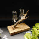 Schnapsanbieter 2 Steckgläser klein mit Stil Gläser rustikales Holz Rehstange Ständer Set Schnaps Geschenk Neu 27.60.8