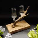 Schnapsanbieter 2 Steckgläser klein mit Stil Gläser rustikales Holz Rehstange Ständer Set Schnaps Geschenk Neu 27.60.8