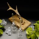Schnapsanbieter 2 Steckgläser klein mit Stil Gläser rustikales Holz Rehstange Ständer Set Schnaps Geschenk Neu 27.60.8