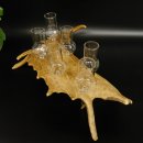 Schnapsanbieter 6 Gläser große mit Stiel auf Damhirschstange Ständer Steckglas Set Schnaps Geschenk Neu 27.60.3.37