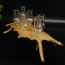 Schnapsanbieter 6 Gläser große mit Stiel auf Damhirschstange Ständer Steckglas Set Schnaps Geschenk Neu 27.60.3.37