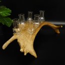 Schnapsanbieter 6 Gläser große mit Stiel auf Damhirschstange Ständer Steckglas Set Schnaps Geschenk Neu 27.60.3.37