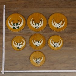 Keilerwaffen 7 er Set Wildschweinwaffen (Sus scrofa) L bis max. 14,5 cm Trophäe Keiler Gewaff Trophäenschild