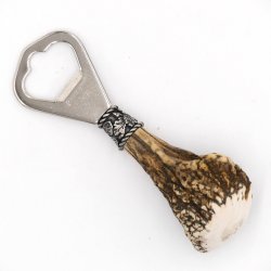 Flaschenöffner mit Damhirsch Spießer Hirsch Geweih Stange Hirschhorn