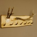 Geweih Garderobe mit 7 Haken aus Hirschspitzen auf Holzbrett Rehgeweih Rothirsch Stange Wandgarderobe Unikat 27.8.110
