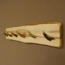 Geweih Garderobe mit 6 Haken aus Hirschspitzen auf Holzbrett kleine Wandgarderobe Unikat 27.8.111