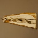 Geweih Garderobe mit 6 Haken aus Hirschspitzen auf Holzbrett kleine Wandgarderobe Unikat 27.8.112