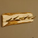 Geweih Garderobe mit 6 Haken aus Hirschspitzen auf Holzbrett kleine Wandgarderobe Unikat 27.8.112