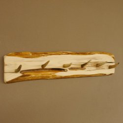 Geweih Garderobe mit 6 Haken aus Hirschspitzen auf Holzbrett kleine Wandgarderobe Unikat 27.8.112