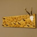 Geweih Garderobe mit 9 Haken aus Hirschspitzen auf Holzbrett verziert Rehgeweih Wandgarderobe Unikat 27.8.113