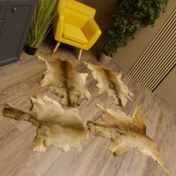 Rehfell 4 Stück Felle Winter Reh Fell Hirschfell Vorleger Teppich Deko