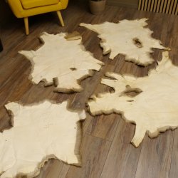 Rehfell 4 Stück Felle Winter Reh Fell Hirschfell Vorleger Teppich Deko