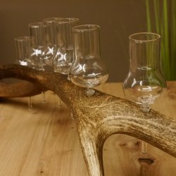 Schnapsanbieter 6 große Gläser Steckglas mit Stiel auf Rothirschstange Geschenk 27.60.2.36