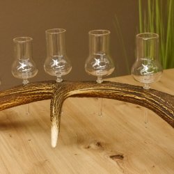Schnapsanbieter 6 große Gläser Steckglas mit Stiel auf Rothirschstange Geschenk 27.60.2.38