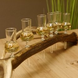 Schnapsanbieter 6 kleine Gläser Steckglas mit Stiel auf Rothirschstange Geschenk 27.60.2.39