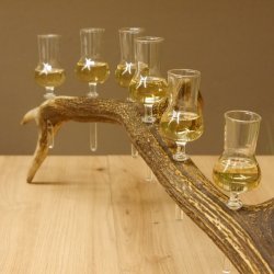 Schnapsanbieter 6 kleine Gläser Steckglas mit Stiel auf Rothirschstange Geschenk 27.60.2.40