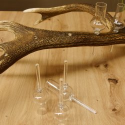 Schnapsanbieter 6 kleine Gläser Steckglas mit Stiel auf Rothirschstange Geschenk 27.60.2.40