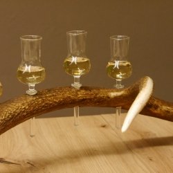 Schnapsanbieter 6 kleine Gläser Steckglas mit Stiel auf Rothirschstange Geschenk 27.60.2.41