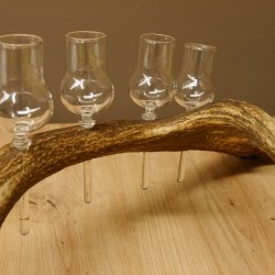 Schnapsanbieter 6 kleine Gläser Steckglas mit Stiel auf Rothirschstange Geschenk 27.60.2.42