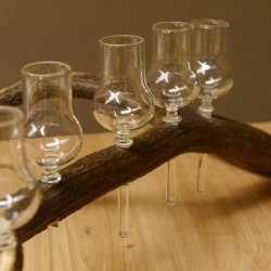 Schnapsanbieter 6 kleine Gläser Steckglas mit Stiel auf Rothirschstange Geschenk 27.60.2.44