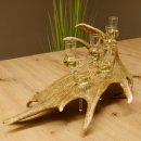 Schnapsanbieter 6 Gläser kleine mit Stiel auf Damhirschstange Ständer Steckglas Set Schnaps Geschenk Neu 27.60.3.38