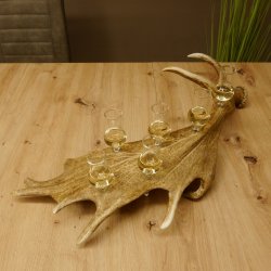 Schnapsanbieter 6 Gläser kleine mit Stiel auf Damhirschstange Ständer Steckglas Set Schnaps Geschenk Neu 27.60.3.38