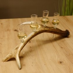 Schnapsanbieter 4 kleine Gläser Steckglas mit Stiel auf Rothirschstange Geschenk 27.60.2.47
