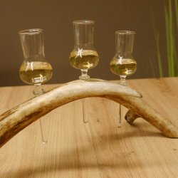 Schnapsanbieter 4 kleine Gläser Steckglas mit Stiel auf Rothirschstange Geschenk 27.60.2.47
