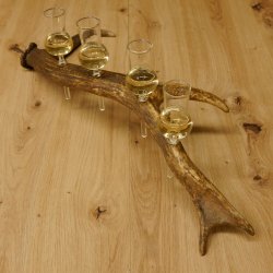 Schnapsanbieter 4 kleine Gläser Steckglas mit Stiel auf Rothirschstange Geschenk 27.60.2.48