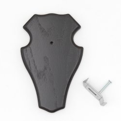 1 Stück Trophäenschild Reh Bock Schild 1x KF dunkel 1 Stück Gehörnklammer