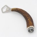 Flaschenöffner Öffner mit Hirsch flach Geweih Stange Hirschhorn Griff mit Endkappe Verzierung GL 20 cm 27.19.4.29